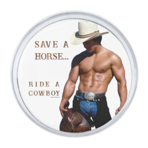 SlipperyJoe's save horse ride straw cowboy hat mus Silver Finish Lapel Pin
