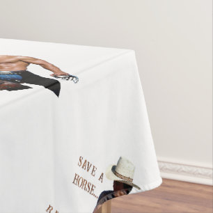 SlipperyJoe's save horse ride straw cowboy hat mus Tablecloth