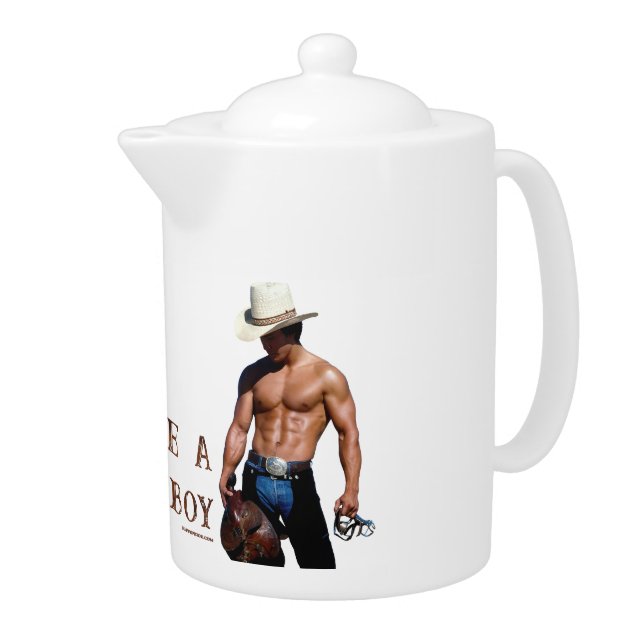 SlipperyJoe's save horse ride straw cowboy hat mus Teapot (Right)