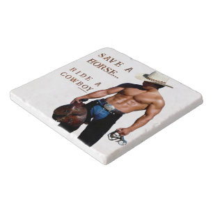 SlipperyJoe's save horse ride straw cowboy hat mus Trivet