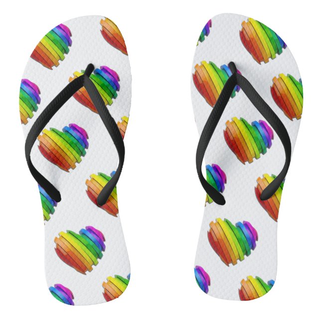 SlipperyJoe's sculptural three‑dimensional heart b Flip Flops (Footbed)