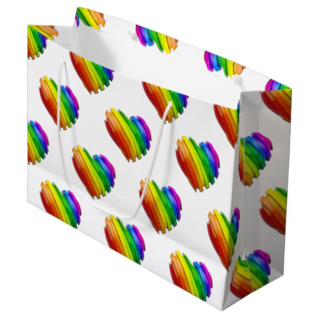 SlipperyJoe's sculptural three‑dimensional heart b Large Gift Bag (Front Angled)