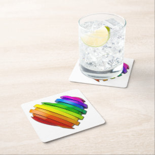 SlipperyJoe's sculptural three‑dimensional heart b Square Paper Coaster