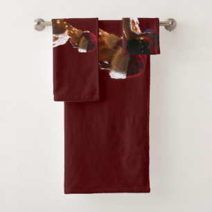 SlipperyJoe's shirtless men back-to-back Christmas Bath Towel Set