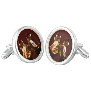 SlipperyJoe's shirtless men back-to-back Christmas Cufflinks