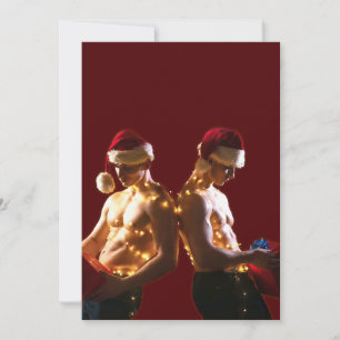 SlipperyJoe's shirtless men back-to-back Christmas Holiday Card