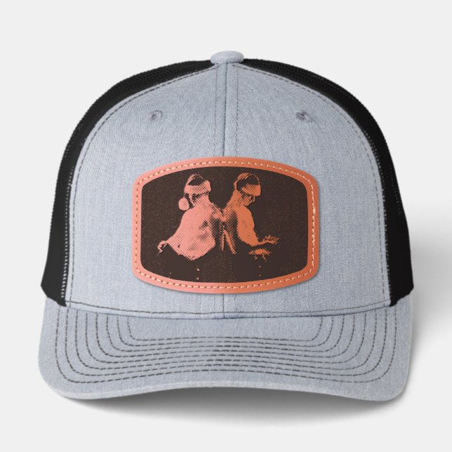 SlipperyJoe's shirtless men back-to-back Christmas Leather Patch Hat (Front)