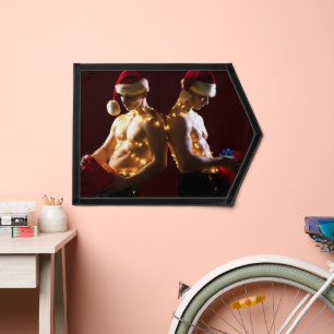 SlipperyJoe's shirtless men back-to-back Christmas Pennant