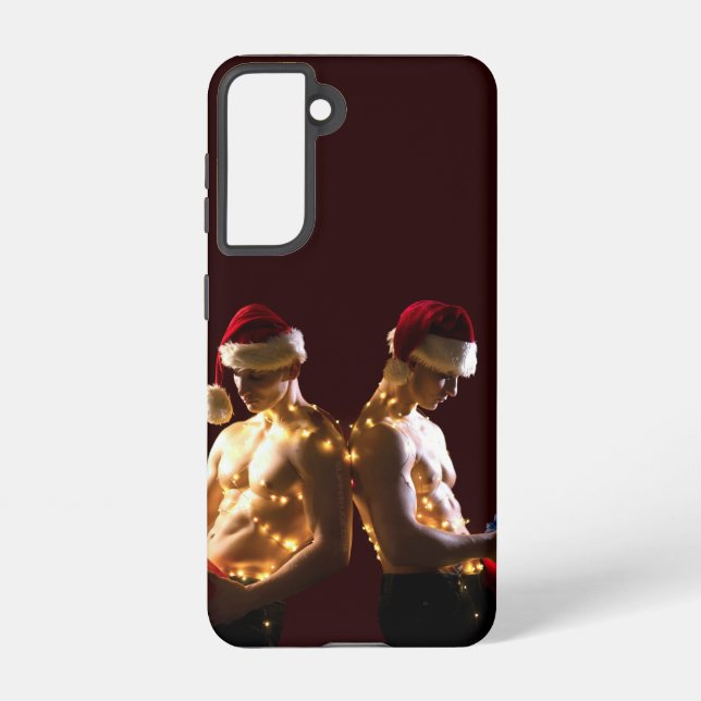 SlipperyJoe's shirtless men back-to-back Christmas Samsung Galaxy Case (Back)