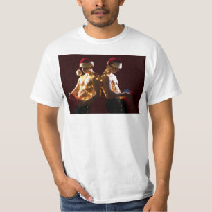 SlipperyJoe's shirtless men back-to-back Christmas T-Shirt