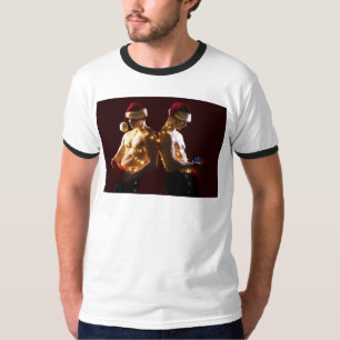 SlipperyJoe's shirtless men back-to-back Christmas T-Shirt