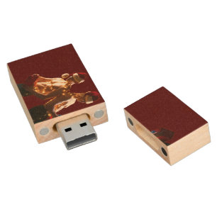 SlipperyJoe's shirtless men back-to-back Christmas Wood Flash Drive