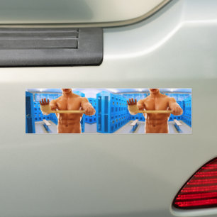 SlipperyJoe's shirtless muscular man abs chest sho Bumper Sticker