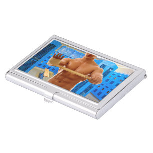 SlipperyJoe's shirtless muscular man abs chest sho Business Card Case