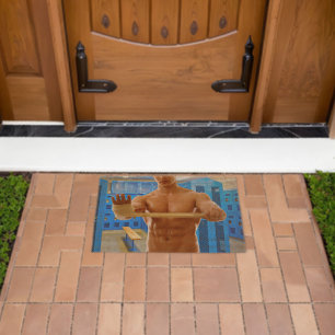 SlipperyJoe's shirtless muscular man abs chest sho Fiber Doormat