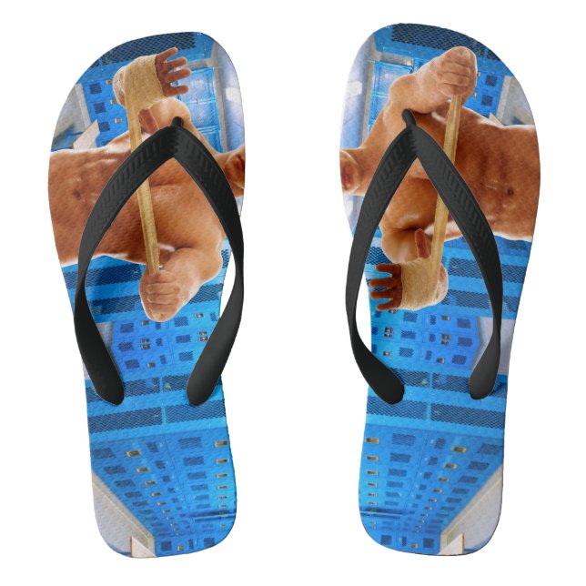SlipperyJoe's shirtless muscular man abs chest sho Flip Flops (Footbed)