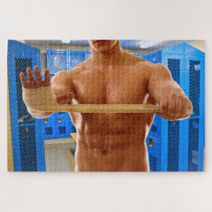 SlipperyJoe's shirtless muscular man abs chest sho Jigsaw Puzzle