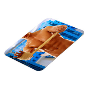 SlipperyJoe's shirtless muscular man abs chest sho Magnet
