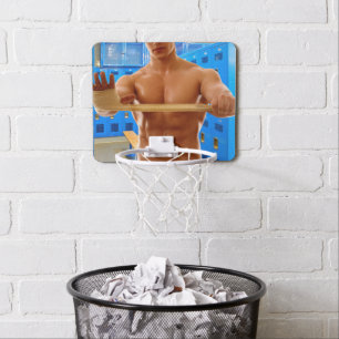 SlipperyJoe's shirtless muscular man abs chest sho Mini Basketball Hoop