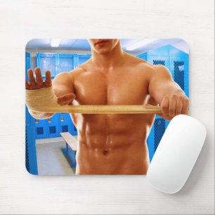 SlipperyJoe's shirtless muscular man abs chest sho Mouse Pad