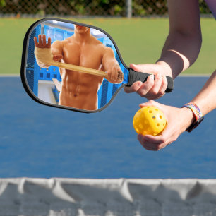 SlipperyJoe's shirtless muscular man abs chest sho Pickleball Paddle