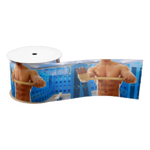 SlipperyJoe's shirtless muscular man abs chest sho Satin Ribbon
