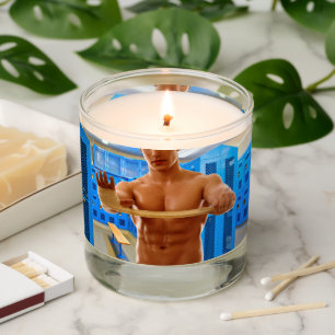 SlipperyJoe's shirtless muscular man abs chest sho Scented Candle
