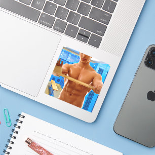 SlipperyJoe's shirtless muscular man abs chest sho Sticker
