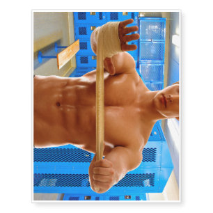 SlipperyJoe's shirtless muscular man abs chest sho Temporary Tattoos