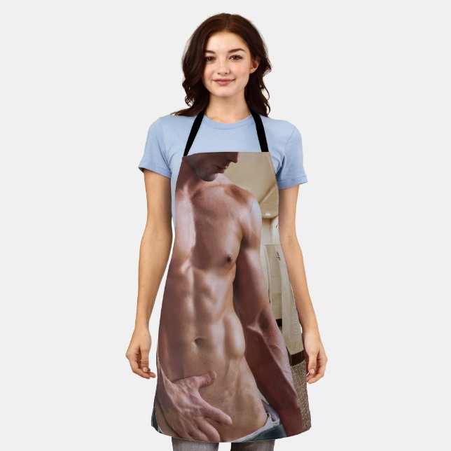 SlipperyJoe's shirtless muscular man torso sixpack Apron (Worn)