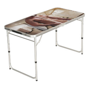 SlipperyJoe's shirtless muscular man torso sixpack Beer Pong Table