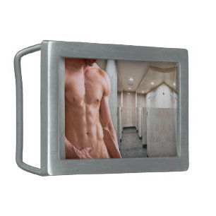 SlipperyJoe's shirtless muscular man torso sixpack Belt Buckle