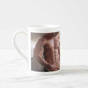 SlipperyJoe's shirtless muscular man torso sixpack Bone China Mug