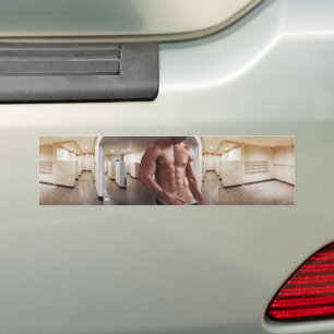 SlipperyJoe's shirtless muscular man torso sixpack Bumper Sticker