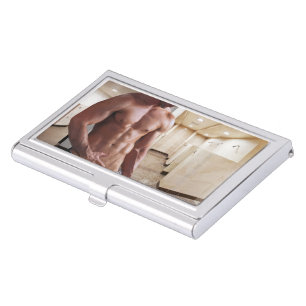 SlipperyJoe's shirtless muscular man torso sixpack Business Card Case