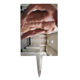 SlipperyJoe's shirtless muscular man torso sixpack Cake Topper