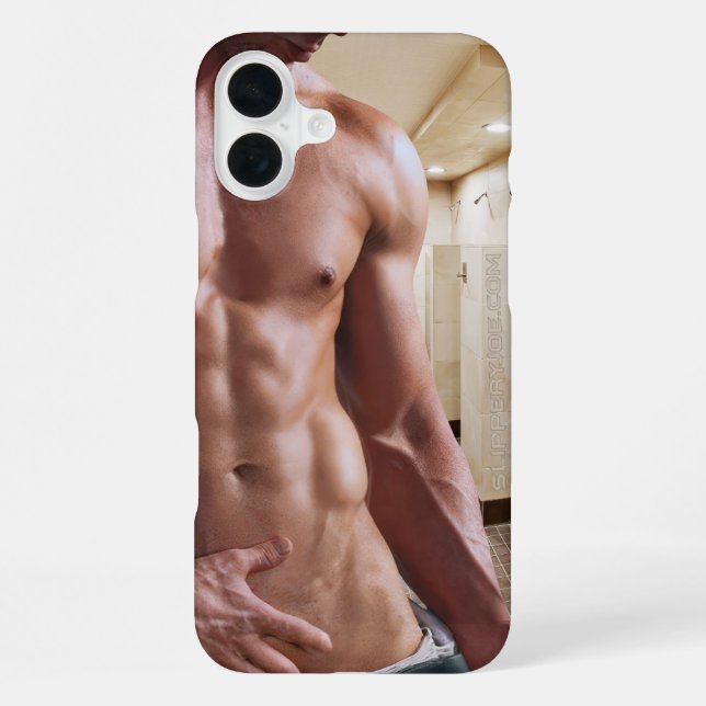 SlipperyJoe's shirtless muscular man torso sixpack iPhone Case (Back)