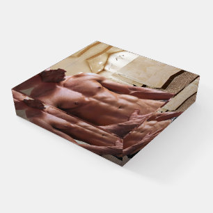 SlipperyJoe's shirtless muscular man torso sixpack Paperweight