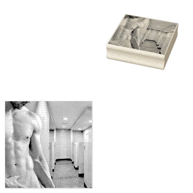 SlipperyJoe's shirtless muscular man torso sixpack Rubber Stamp (Stamped)