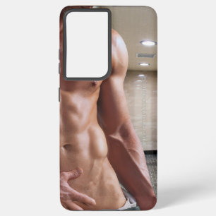 SlipperyJoe's shirtless muscular man torso sixpack Samsung Galaxy S21+ Case