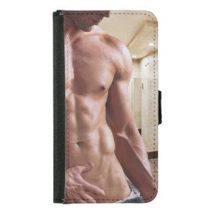 SlipperyJoe's shirtless muscular man torso sixpack Samsung Galaxy S5 Wallet Case