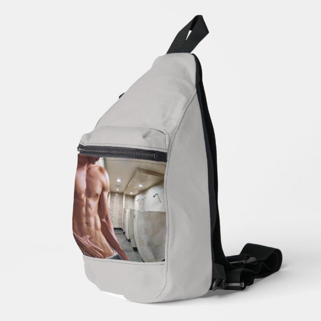 SlipperyJoe's shirtless muscular man torso sixpack Sling Bag (Right Corner)