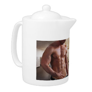 SlipperyJoe's shirtless muscular man torso sixpack Teapot