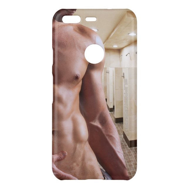 SlipperyJoe's shirtless muscular man torso sixpack Uncommon Google Pixel Case (Back)