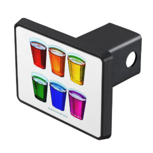 SlipperyJoe's shot glasses liquid pride colors cel Hitch Cover
