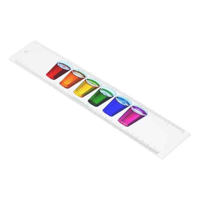 SlipperyJoe's shot glasses liquid pride colors cel Ruler (Angled)