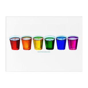 SlipperyJoe's shot glasses six cups arranged horiz Acrylic Print