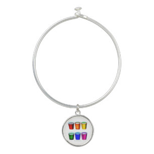 SlipperyJoe's shot glasses six cups arranged horiz Bangle Bracelet