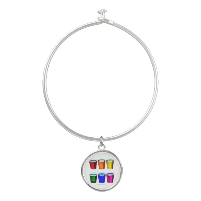 SlipperyJoe's shot glasses six cups arranged horiz Bangle Bracelet (Front)