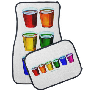 SlipperyJoe's shot glasses six cups arranged horiz Car Floor Mat